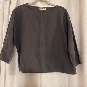 Mollusk Linen Gray 3/4 Sleeve Pullover top